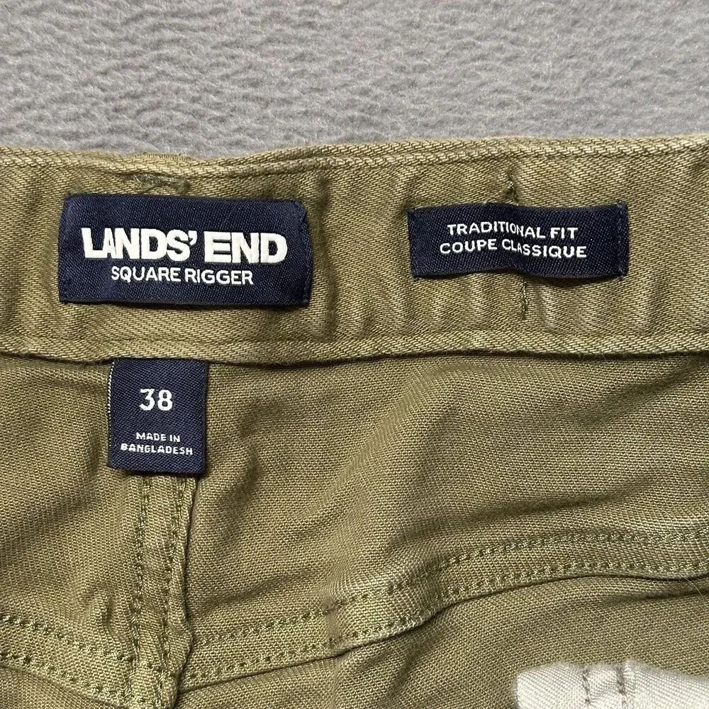 Lands End Mens 38 Square Rigger Traditional Fit Jeans Green Stretch Denim EUC